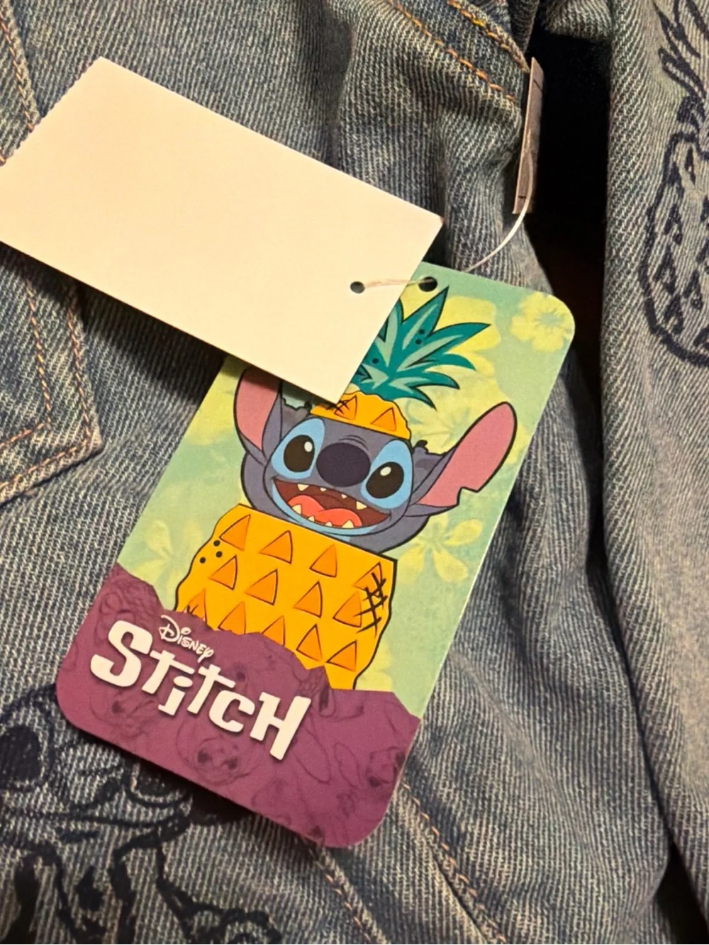 Disney Light Blue Denim Jean Jacket with Pink Stitch Patch